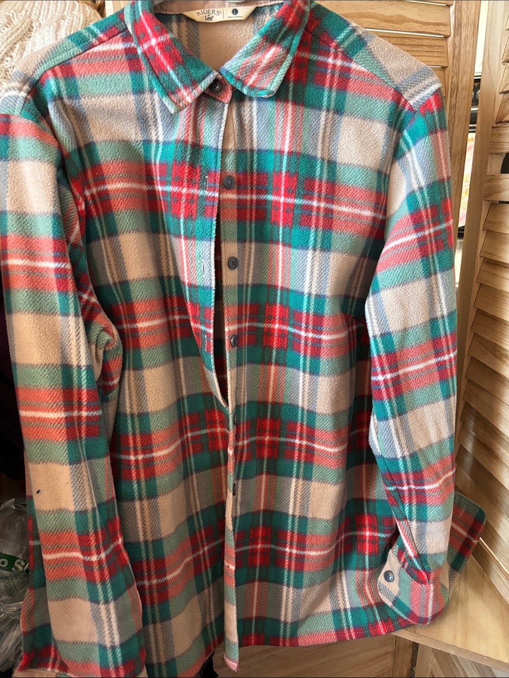 Riders By Lee Plaid Fleece Button-Up Shirt Large
